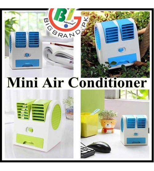 Mini USB Cooler Double Outlet Air Conditioning Bladeless Fan 